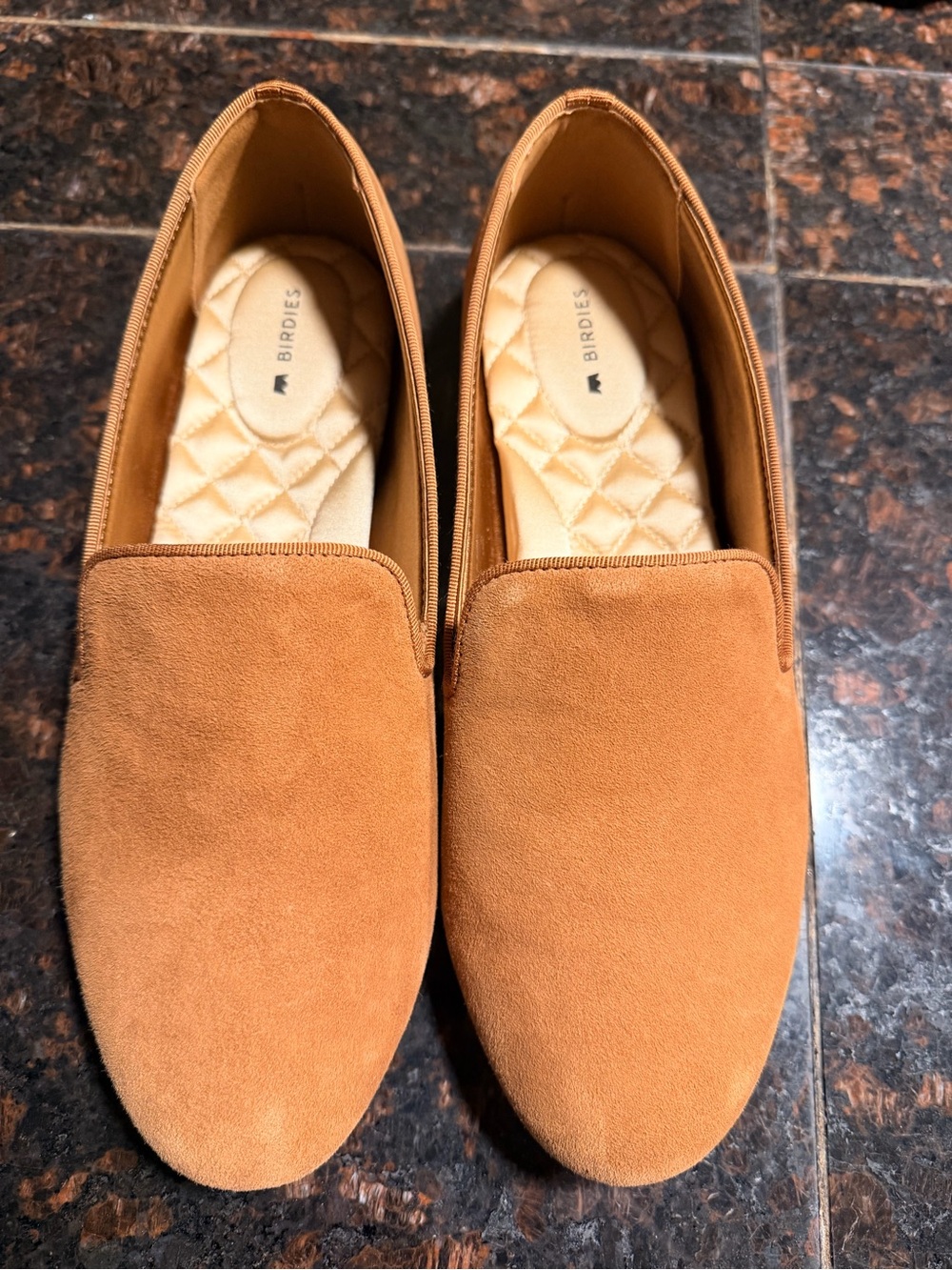 Women’s Birdies Suede Slip-On Loafers in Carmel  - Comfort Quilted Insole